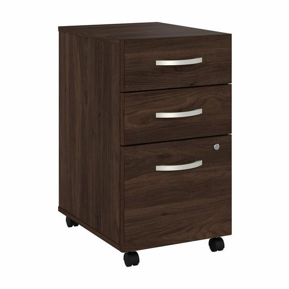 Hybrid 3 Drawer Mobile File Cabinet in Black Walnut - Engineered Wood