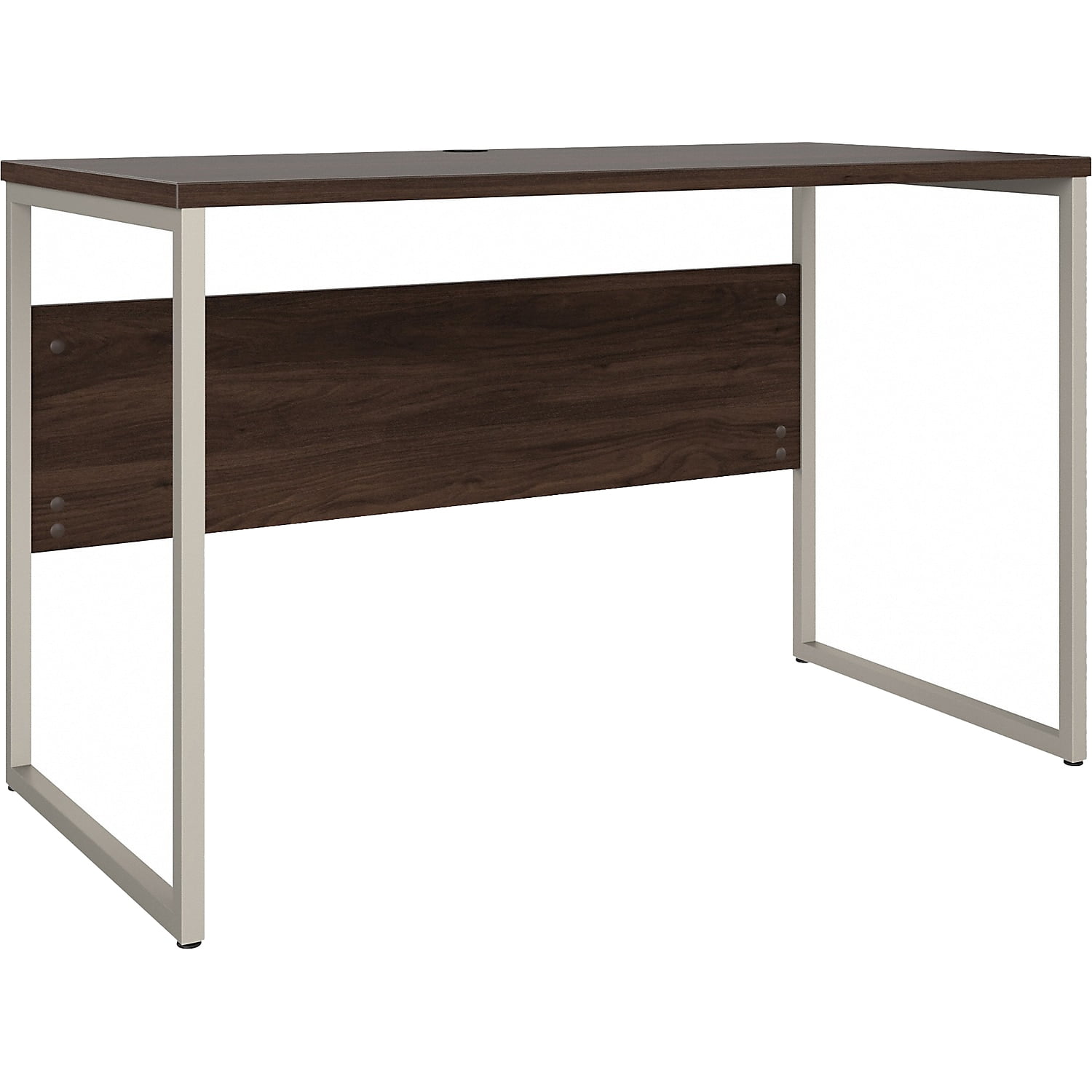 Black Walnut and Silver Modern Home Office Desk with Drawer