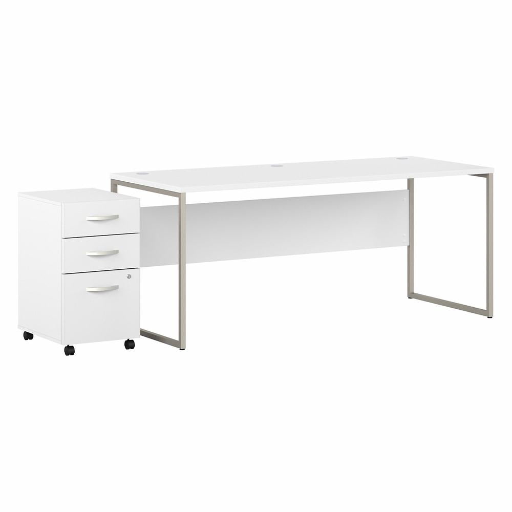 Hybrid 72W x 30D Computer Desk with Drawers in White - Engineered Wood ...