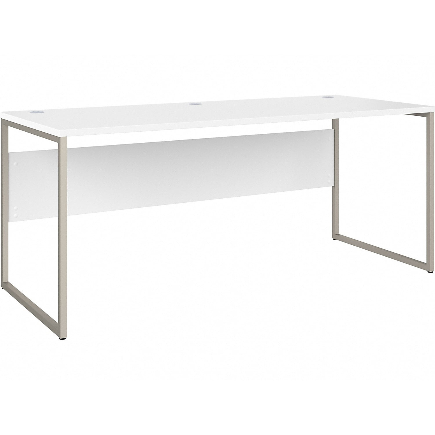 Contemporary 71'' White Corner Office Desk with Metal Legs and Drawer