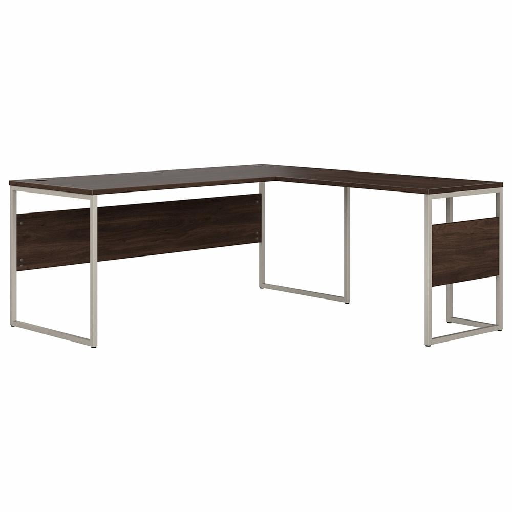 Black Walnut L-Shaped Home Office Desk with Metal Legs