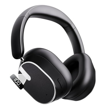 -53dB Hybrid Active Noise Cancellation Bluetooth Headphones 5.4, Transparent Modes, 50H Playtime with LED Display, Deep Bass, Clear Call, Comfort Fit Over Ear Headphones for Travel Office PC Black
