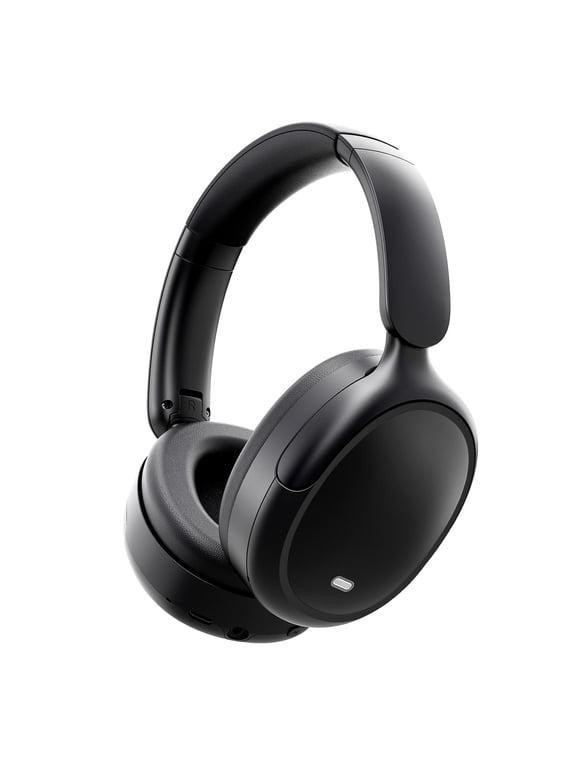 Hybrid Active Noise Cancelling -45dB, Bluetooth Headphones 5.4, 50H Playtime Earbuds, Clear Call with 4 Mics, Bass Boosted by 90%, Comfort Fit Over Ear Headphones for Travel Home Office PC Black