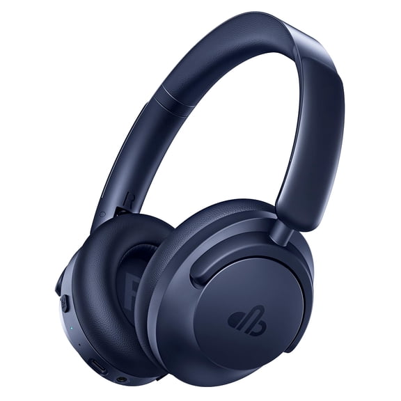 Hybrid Active Noise Cancelling Headphones, Over-Ear Bluetooth Headphone with Hi-Res Audio, 60H Playtime, Deep Bass, Transparency Mode, Foldable Comfort Ear Cups, Ideal gift for Travel Office - Navy