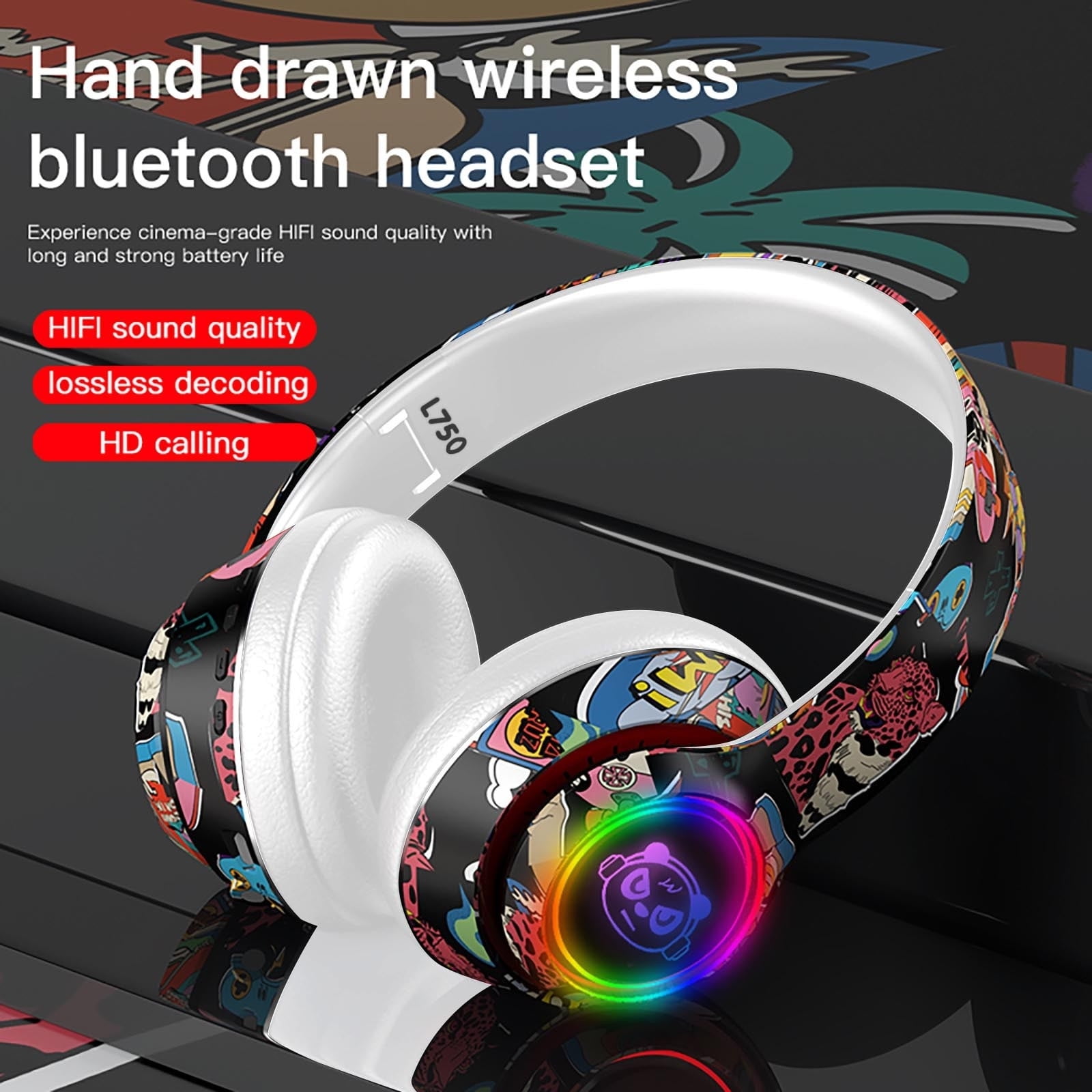 Hybrid Active Noise Cancelling Headphones, Wireless Over Ear Bluetooth Headphones, Hi-Fi Audio, Deep Bass, Comfort Fit Ear Cups, 30h Playtime for Home Office Travel,White