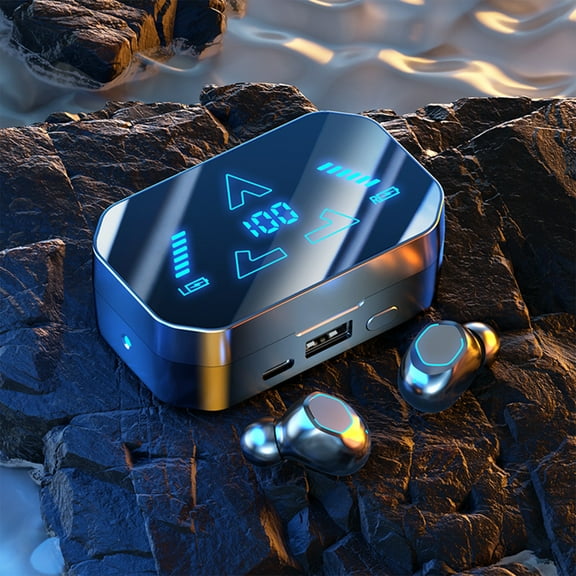 Hybrid Active Noise Cancelling Wireless Earbuds, 6 Mics ENC Clear Call, IPX8 Waterproof, in Ear Bluetooth 5.3 Headphones Stereo Bass Ear Buds 59H Playtime with LED Display 32 EQs via APP(Black)