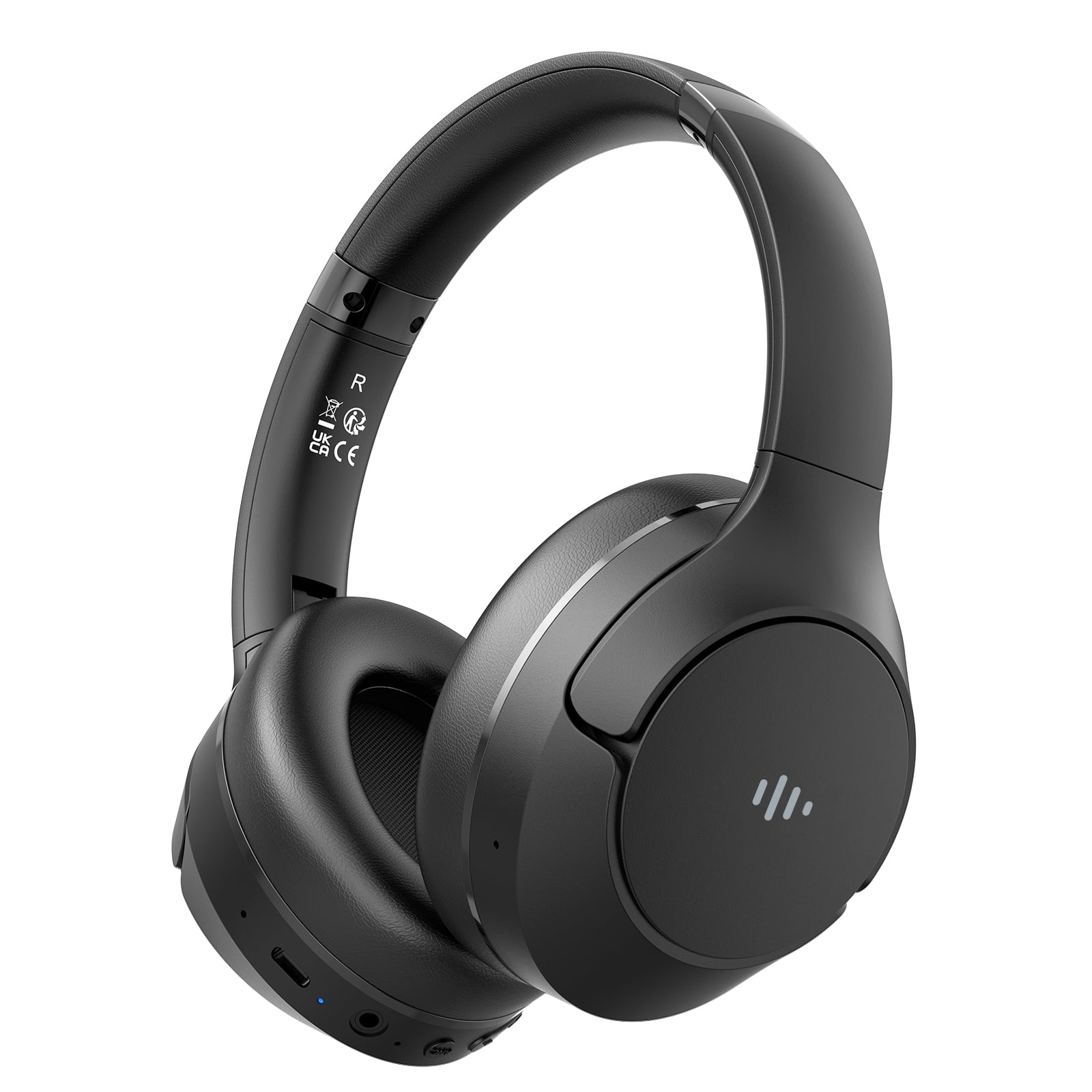 KVIDIO Active Noise Cancelling Headphones with Microphone, Deep Bass, 70H Running Time - Black