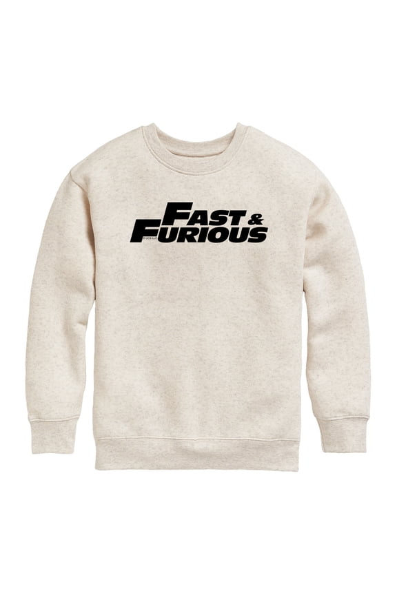 - Fast & Furious Logo Flat - Youth Boys Crew Fleece Sweatshirt