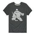 thumbnail image 1 of Instant Message - Hockey Words Silhouette - Youth Short Sleeve Graphic T-shirt, 1 of 5