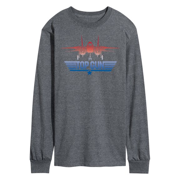 Hybrid Apparel  - Top Gun - Top Gun Fighter Jet Logo - Men's Long Sleeve Graphic T-Shirt