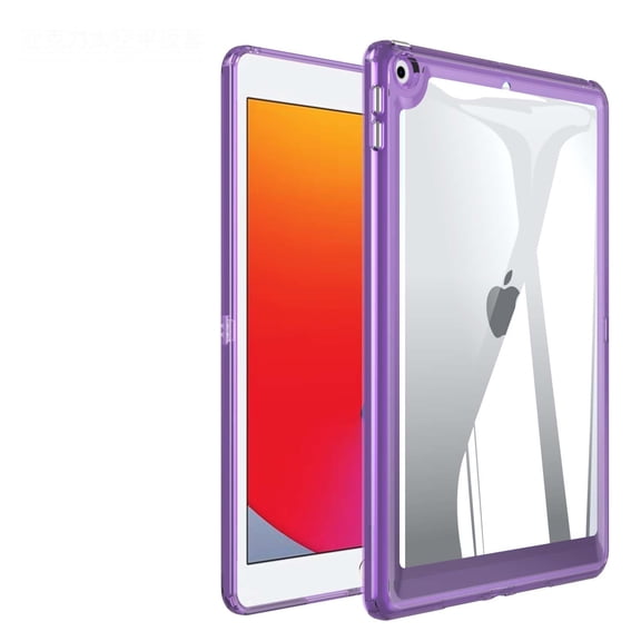 Hybrid Back Case for iPad 9th/8th/7th Generation,Slim&Light, - Ultra Slim Clear Transparent Rugged Back Cover with Shockproof Resistant Flexible Soft Transparent TPU Bumper,Deeppurple