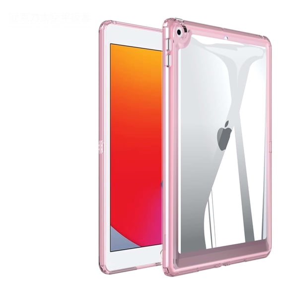 Hybrid Back Case for iPad 9th/8th/7th Generation,Slim&Light, - Ultra Slim Clear Transparent Rugged Back Cover with Shockproof Resistant Flexible Soft Transparent TPU Bumper,Pink