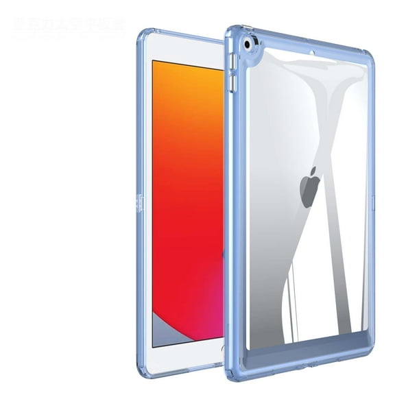 Hybrid Back Case for iPad 9th/8th/7th Generation,Slim&Light, - Ultra Slim Clear Transparent Rugged Back Cover with Shockproof Resistant Flexible Soft Transparent TPU Bumper,Blue