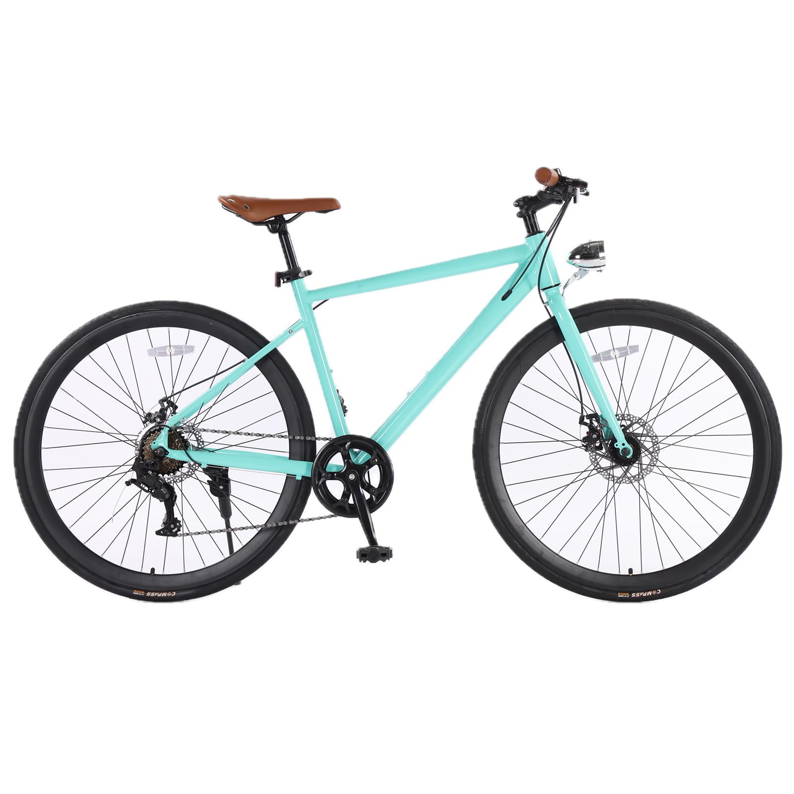 Hybrid Bike, 28" Mountain Bicycle for Adult, 700C Road Bike, Commuter Bike 7 Speeds with Front and Rear Brakes, Gravel Bike with Lights Lightweight Aluminum Alloy Frame
