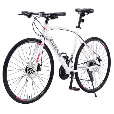Juuar 700C Hybrid Bike for Men, 24 Speed Disc Brake Road Bike Comfort City Bicycle, White