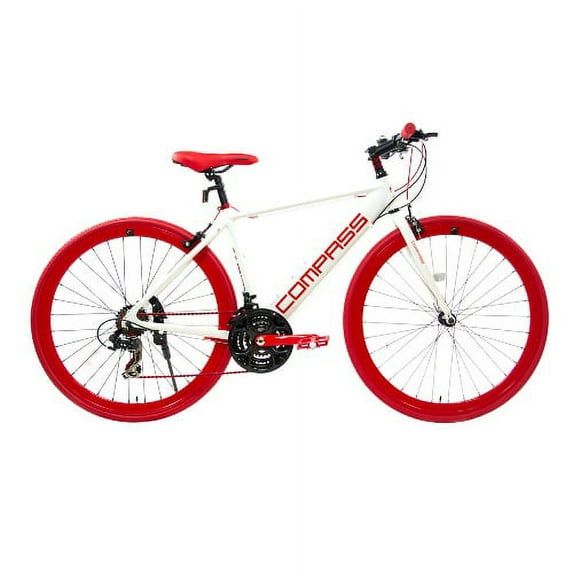 Hybrid Bike by Alton USA - 20'' White/Red Compass