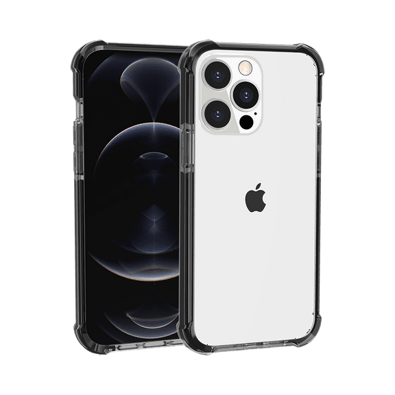 Hybrid Case Compatible with Apple iPhone 12 Pro Max (6.7") Slim Hybrid Transparent Rubber Gummy Gel Hard PC Silicone TPU Color Bumper Frame Cover [ Clear / Black ]