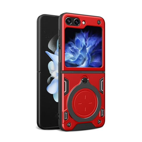 Hybrid Case for Motorola Razr 2024, with Rotating Stand Ring Magnetic Magnet Drop Protection Rugged Cover Heavy Duty Phone Case for Motorola Razr 2024 - Red