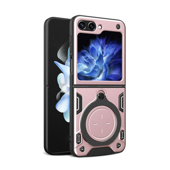 Hybrid Case for Motorola Razr 60 Ultra, with Rotating Stand Ring Magnetic Magnet Drop Protection Rugged Cover Heavy Duty Phone Case for Motorola Razr 60 Ultra - Pink