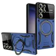 Hybrid Case for Samsung Galaxy S24 Ultra, 360 Rotating Kickstand Case with Wireless Charging MagSafe Shockproof Military Grade Drop Protection Phone Case Cover for Galaxy S24 Ultra - Darkblue
