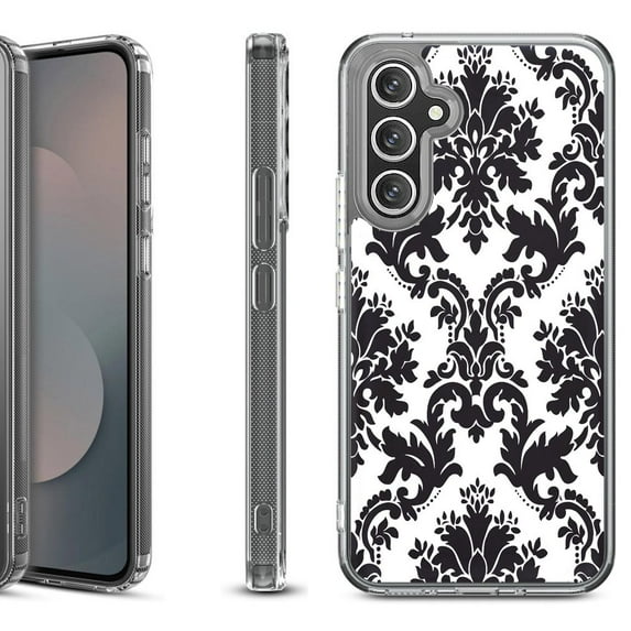 Shockproof Protective Phone Case Cover for Samsung Galaxy S25 FE, by OneToughShield - Victorian White/Black