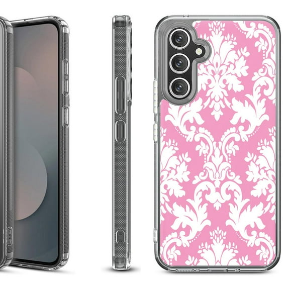 Shockproof Protective Phone Case Cover for Samsung Galaxy S25 FE, by OneToughShield - Victorian White/Pink
