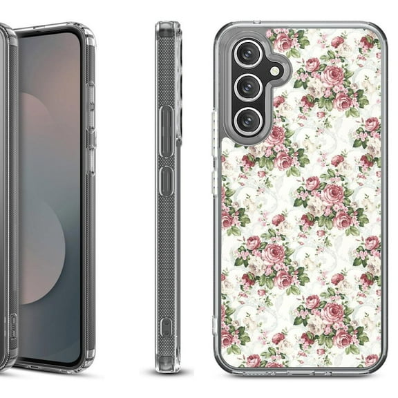 Shockproof Protective Phone Case Cover for Samsung Galaxy S25 FE, by OneToughShield - Floral/Rose