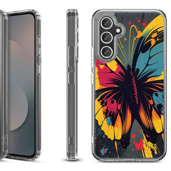 Shockproof Protective Phone Case Cover for Samsung Galaxy S25 FE, by OneToughShield - Abstract Butterfly