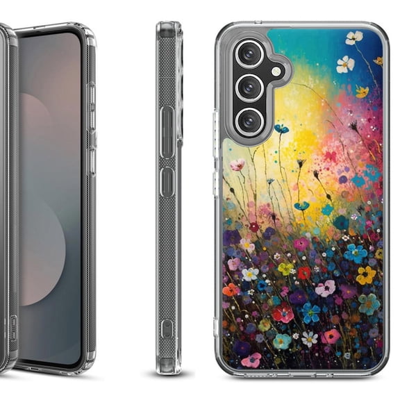 Shockproof Protective Phone Case Cover for Samsung Galaxy S25 FE, by OneToughShield - Flower Field