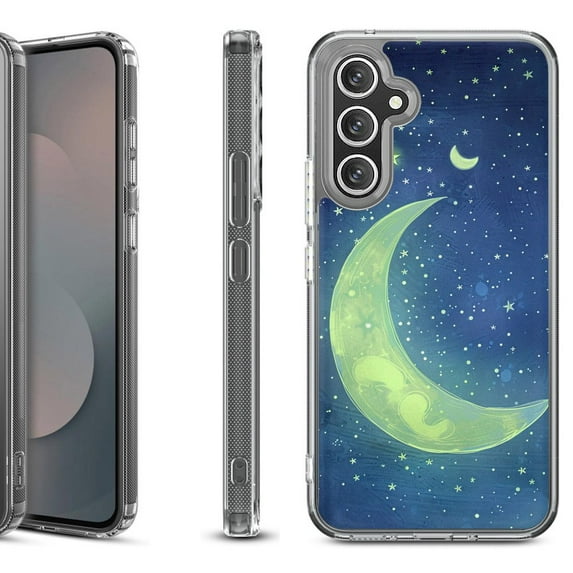 Shockproof Protective Phone Case Cover for Samsung Galaxy S25 FE, by OneToughShield - Whimsical Moon