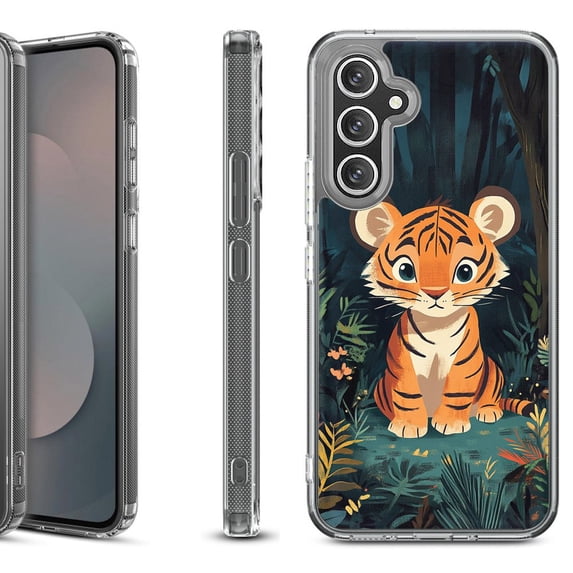 Shockproof Protective Phone Case Cover for Samsung Galaxy S25 FE, by OneToughShield - Curious Tiger Cub