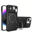 thumbnail image 1 of Hybrid Case for iPhone 12, with Rotating Stand Ring Magnetic Magnet Drop Protection Rugged Cover Heavy Duty Phone Case for iPhone 12 - Black, 1 of 11