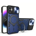 thumbnail image 1 of Hybrid Case for iPhone 12, with Rotating Stand Ring Magnetic Magnet Drop Protection Rugged Cover Heavy Duty Phone Case for iPhone 12 - Blue, 1 of 11