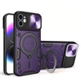 thumbnail image 1 of Hybrid Case for iPhone 12, with Rotating Stand Ring Magnetic Magnet Drop Protection Rugged Cover Heavy Duty Phone Case for iPhone 12 - Purple, 1 of 11
