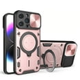 thumbnail image 1 of Hybrid Case for iPhone 16 Plus, with Rotating Stand Ring Magnetic Magnet Drop Protection Rugged Cover Heavy Duty Phone Case for iPhone 16 Plus - Pink, 1 of 12
