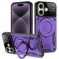 thumbnail image 1 of Hybrid Case for iPhone 16 Plus, 360 Rotating Kickstand Case with Wireless Charging MagSafe Shockproof Military Grade Drop Protection Phone Case Cover for iPhone 16 Plus 6.7-inch,Purple, 1 of 10