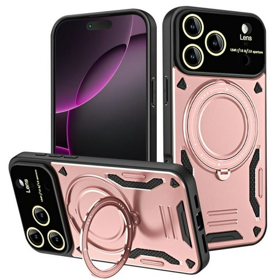 Hybrid Case for iPhone 17 Pro Max, 360 Rotating Kickstand Case with Wireless Charging MagSafe Shockproof Military Grade Drop Protection Phone Case Cover for iPhone 17 Pro Max 6.9-inch,Pink