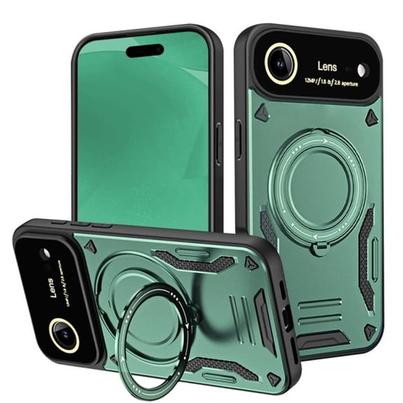 Hybrid Case for iPhone Air, 360 Rotating Kickstand Case with Wireless Charging MagSafe Shockproof Military Grade Drop Protection Phone Case Cover for iPhone Air 6.5-inch,Green,For iPhone Air