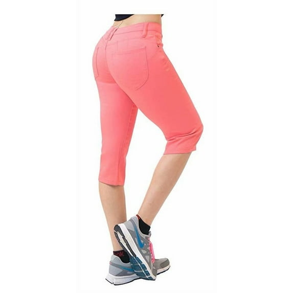 Hybrid & Co. Women's 17 inch Butt Lift Super Comfy Stretch Denim Capri Jeans