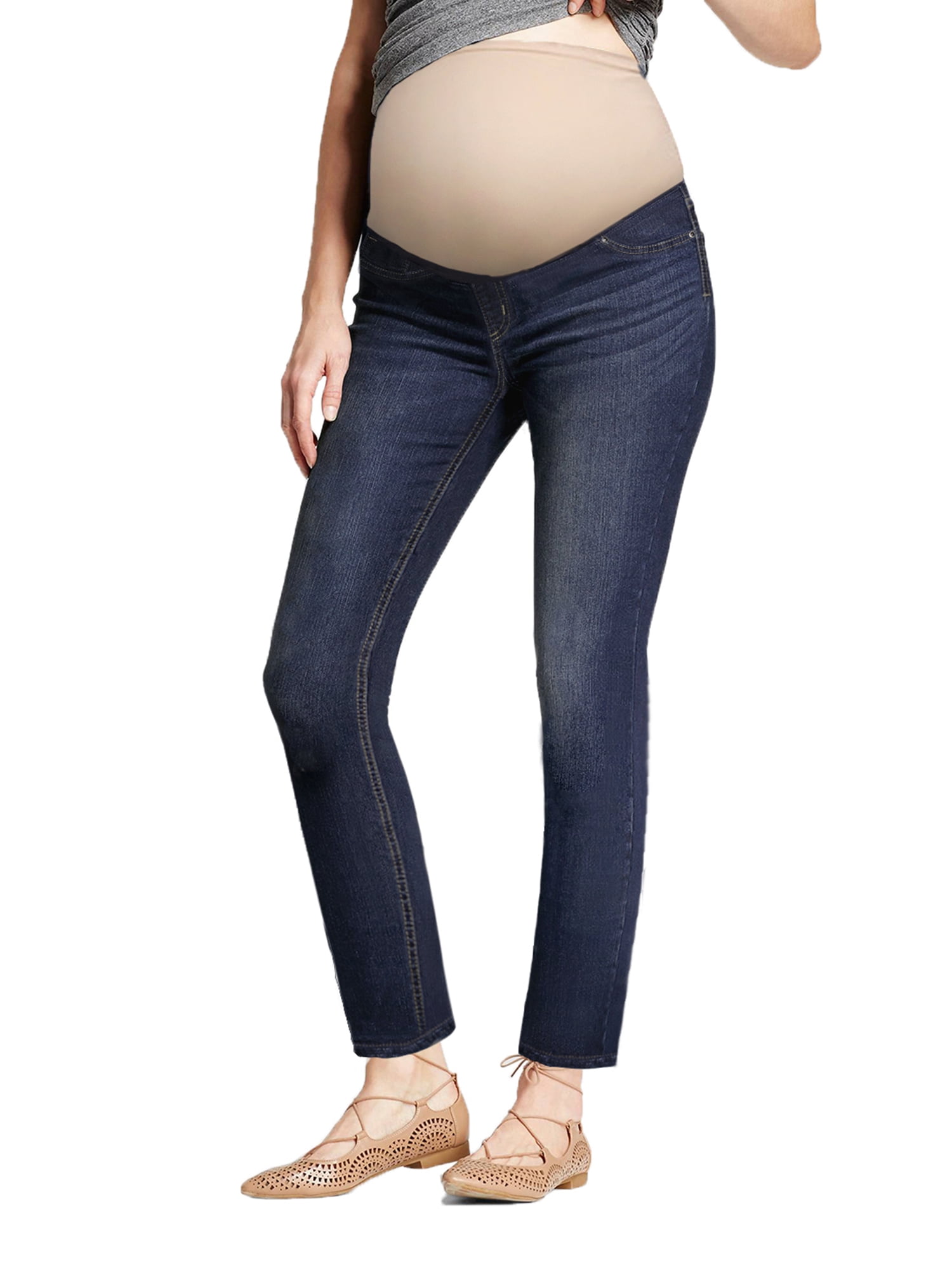 Hybrid & Company Women's Maternity Bootcut Jeans - Super Stretch Denim With Real Pockets