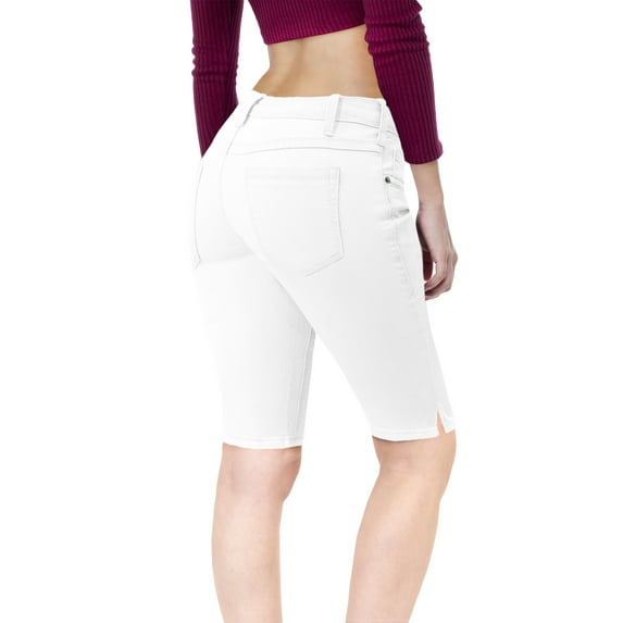 Hybrid & Company Women's 11.5 inch Inseam Stretchy Denim Bermuda City Short