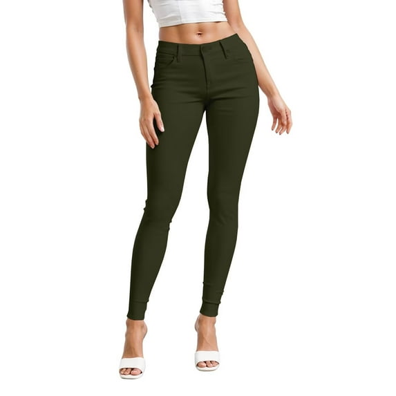 Hybrid & Company Women's Hyper Ultra Stretch Comfy Skinny Pants,OLIVE S