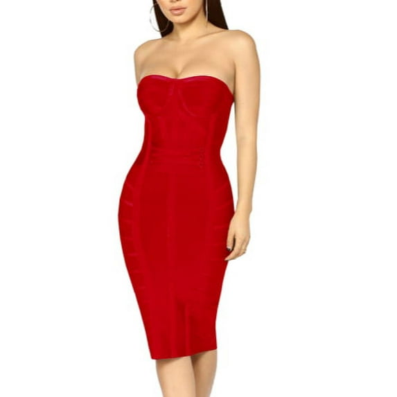 Hybrid & Company Women’s Sexy Bodycon Stretch Knee Length Midi Bandage Dress