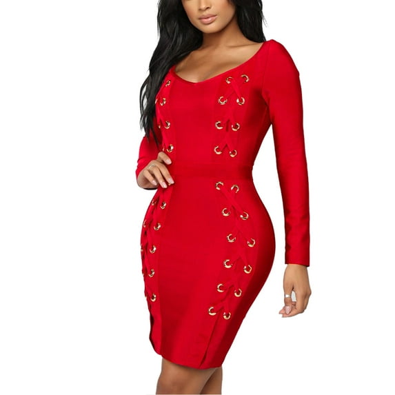 Hybrid & Company Women’s Sexy Bodycon Stretch Knee Length Midi Bandage Dress