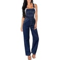 thumbnail image 1 of Hybrid & Company Women's Stretch Denim Overalls，PVJ156998-DARKWASH-L, 1 of 1