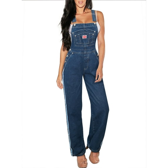 Hybrid & Company Women's Comfortable Stretch Casual Jumpsuit Denim Overalls, Dark Wash M