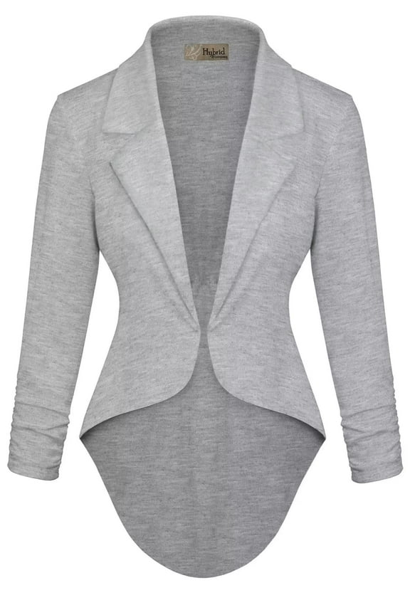 Womens Casual Work High Low Blazer Jacket JK45590 1073T Heather GR M