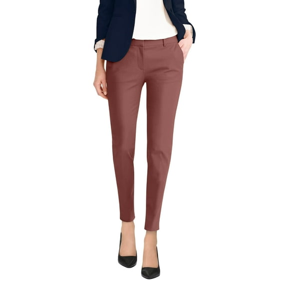 Hybrid & Company Womens Premium Stretch All Day Comfort Flat Front Trousers Chino Pants PW31201T CLAY 5