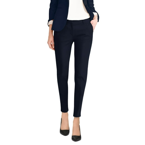 Hybrid & Company Womens Premium Stretch All Day Comfort Flat Front Trousers Chino Pants PW31201TX Navy 20