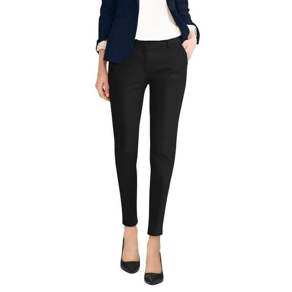 Hybrid & Company Womens Premium Stretch All Day Comfort Flat Front Trousers Chino Pants PW31201TX Black 18